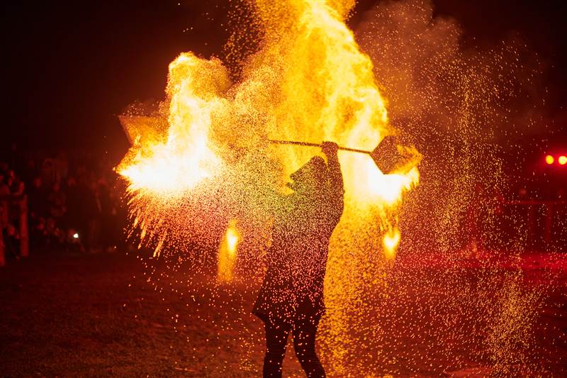 Fire performers at La Patum de Berga festival
